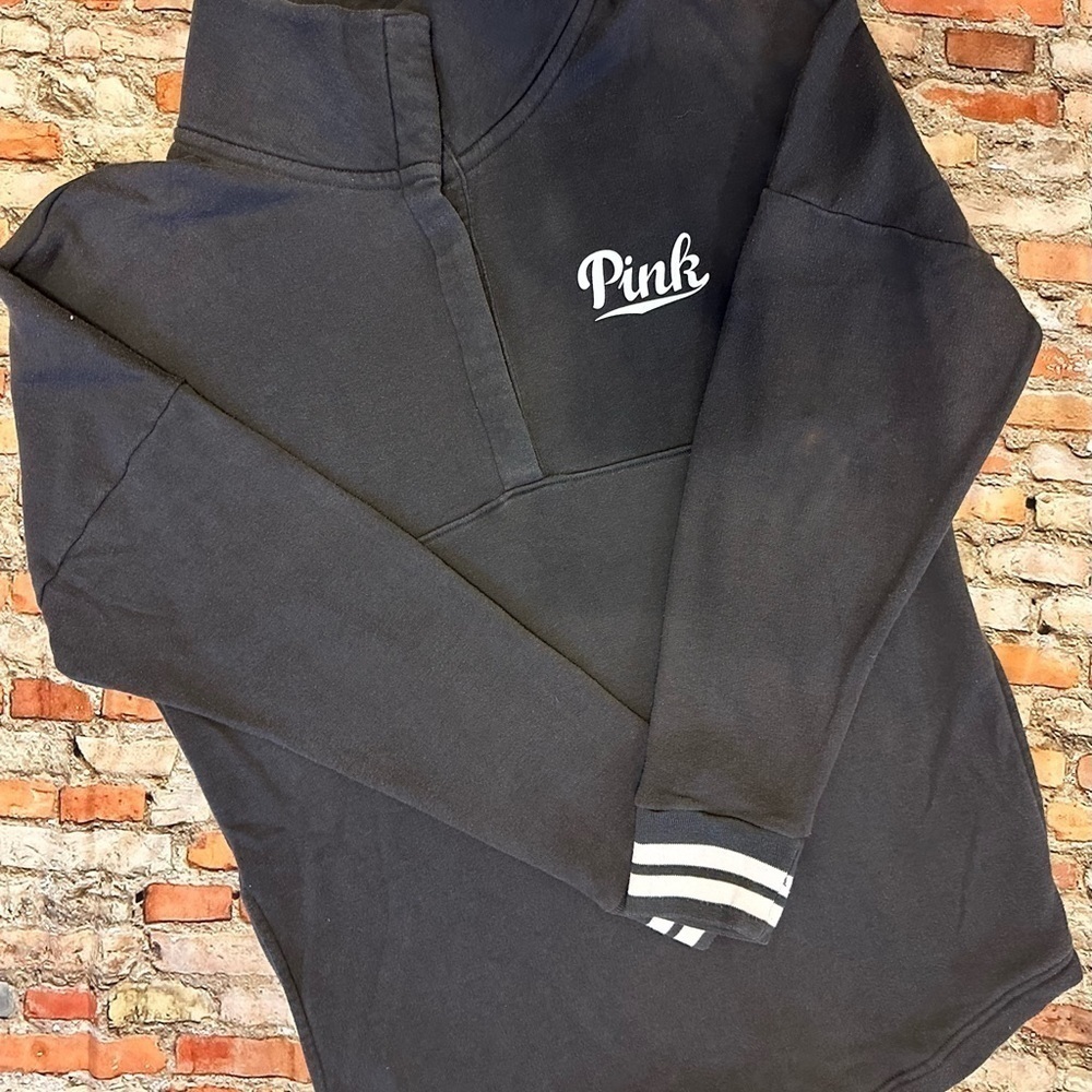 PINK 1/4 Button-up Sweatshirt